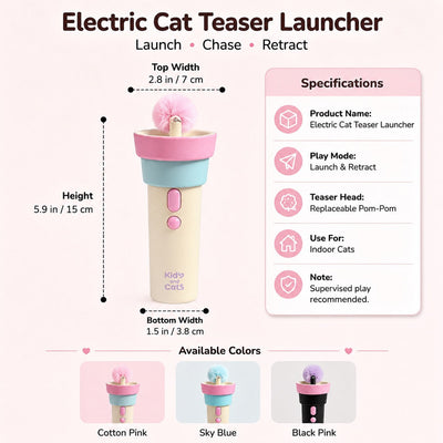 Malloren One-Click Electric Cat Teaser Launcher for Indoor Cats - Chase & Pounce Play Without Constant Wand Waving