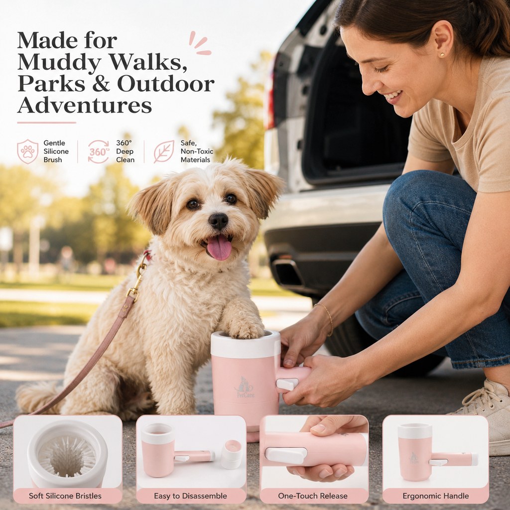 Malloren Electric Dog Paw Cleaner Cup for Muddy Walks - One-Button Paw Washer Helps Keep Floors, Couches & Car Seats Clean