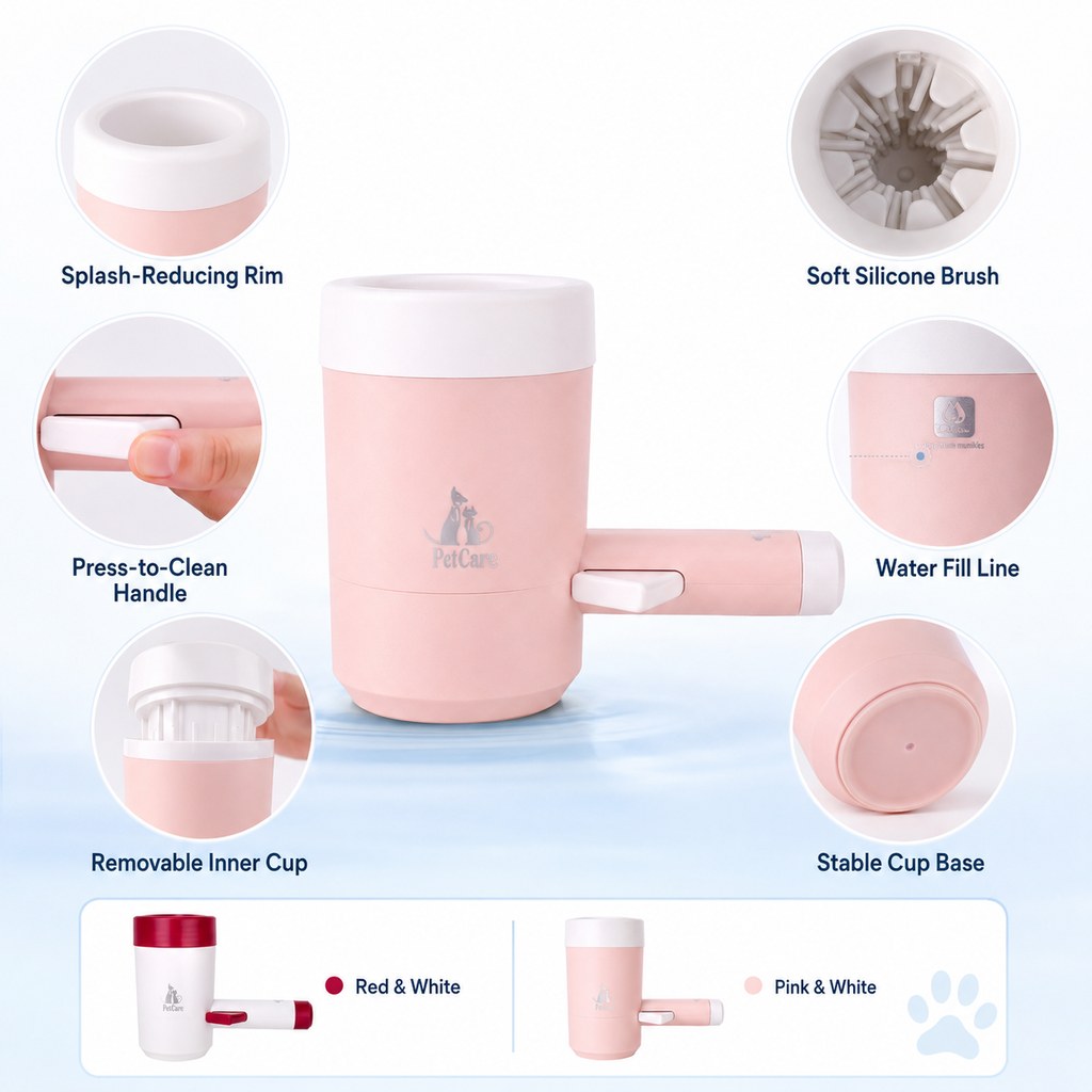 Malloren Electric Dog Paw Cleaner Cup for Muddy Walks - One-Button Paw Washer Helps Keep Floors, Couches & Car Seats Clean