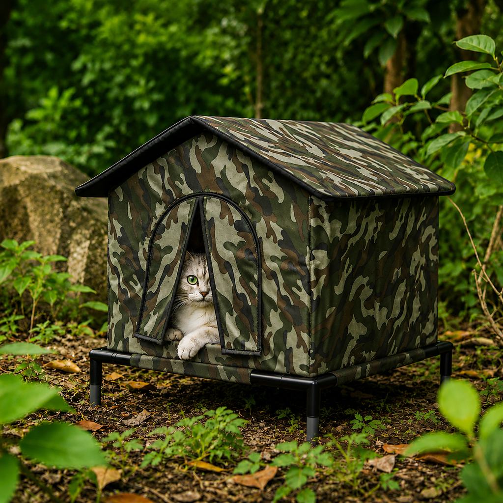 Malloren Weather-Resistant Outdoor Cat House for Porches & Backyards - Cozy Shelter for Cats & Small Dogs