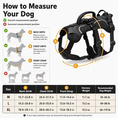 Malloren AirTag-Compatible Escape-Resistant Dog Harness for Outdoor Walks - Secure Control for Dogs That Pull