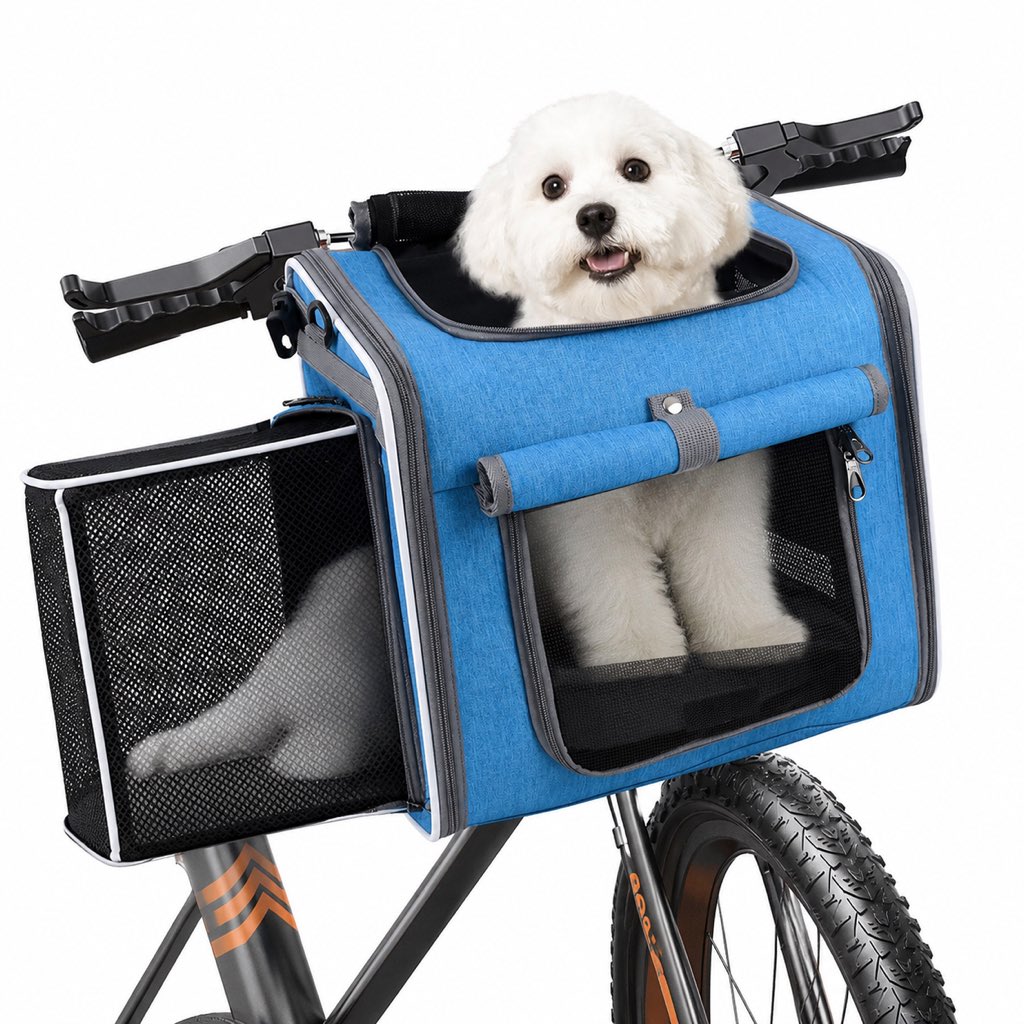 Malloren 4-in-1 Expandable Bike Pet Carrier Backpack for Cats &Small Dogs - Hands-Free Rides, Car Travel & Vet Trips with Extra Breathing Room