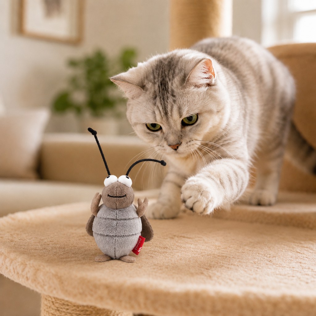 Malloren Rechargeable Interactive Cat Toy - Flapping Bird, Plush Animal & Motion Activated Toys for Indoor Cats