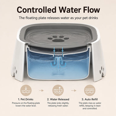 Malloren Floating Pet Water Bowl for Home & Car - Less Splash, Cleaner Floors