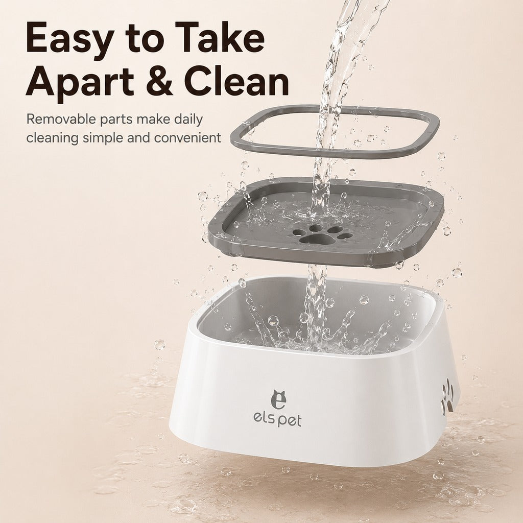 Malloren Floating Pet Water Bowl for Home & Car - Less Splash, Cleaner Floors