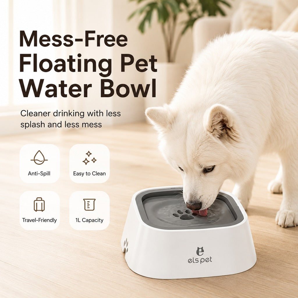 Malloren Floating Pet Water Bowl for Home & Car - Less Splash, Cleaner Floors