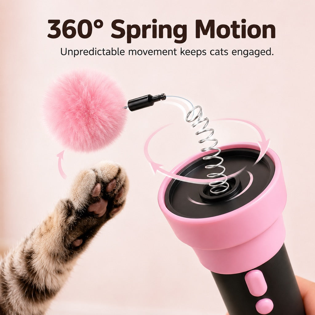 Malloren One-Click Electric Cat Teaser Launcher for Indoor Cats - Chase & Pounce Play Without Constant Wand Waving