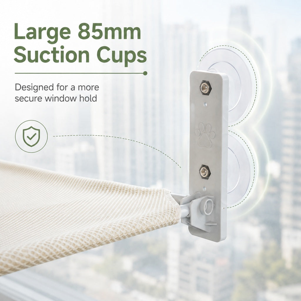 Malloren Foldable Cat Window Hammock for Apartments - No-Drill Suction Perch for Sunny Naps Without Taking Up Floor Space