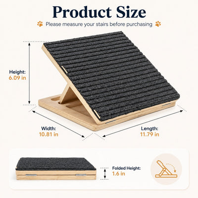 Malloren Foldable Wooden Dog Stairs for Small Dogs - Non-Slip Pet Ramp for Sofa, Bed & Indoor Steps