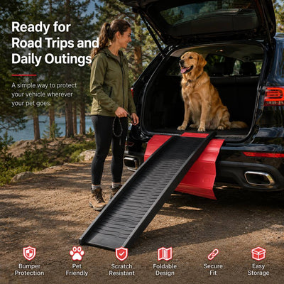 Malloren Foldable Pet Ramp Bumper Protector Mat for SUVs - Protect Your Rear Bumper from Dog Scratches During Car Loading