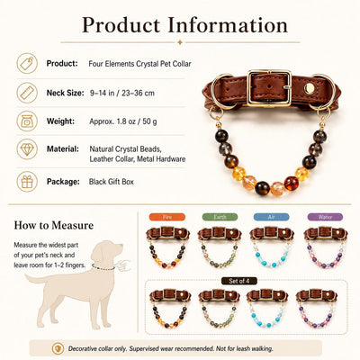 Malloren Four Elements Crystal Pet Collar Gift Box for Cats & Small Dogs - Photo-Ready Astrology Pet Jewelry for Birthdays, Holidays & Meaningful Pet Gifts