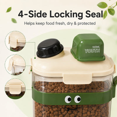 Malloren Sealed Pet Food Storage Container with Scoop for Cats & Dogs - Easy, Mess-Free Daily Feeding