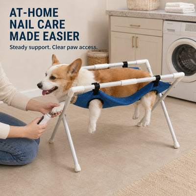 Malloren Freestanding Foldable Pet Grooming Hammock Stand for Easier At-Home Nail Trimming – Dogs & Cats