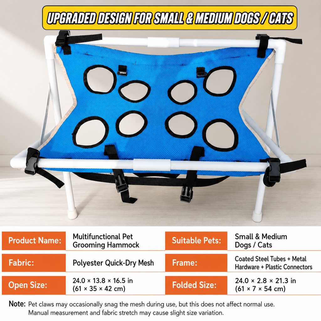 Malloren Freestanding Foldable Pet Grooming Hammock Stand for Easier At-Home Nail Trimming – Dogs & Cats