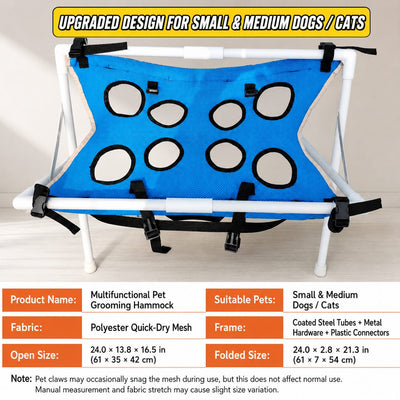 Malloren Freestanding Foldable Pet Grooming Hammock Stand for Easier At-Home Nail Trimming – Dogs & Cats