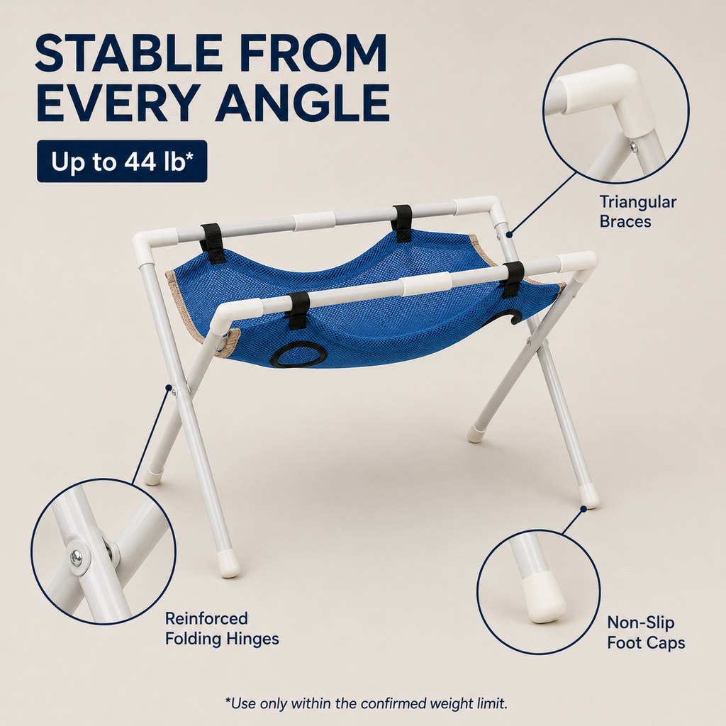 Malloren Freestanding Foldable Pet Grooming Hammock Stand for Easier At-Home Nail Trimming – Dogs & Cats