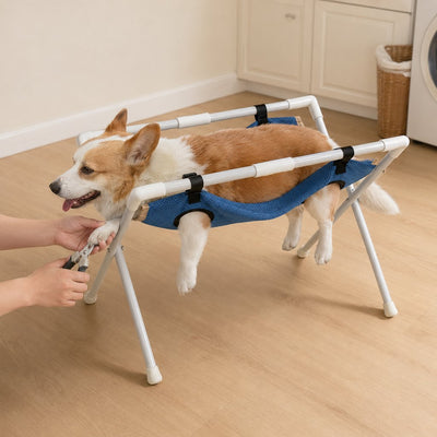Malloren Freestanding Foldable Pet Grooming Hammock Stand for Easier At-Home Nail Trimming – Dogs & Cats