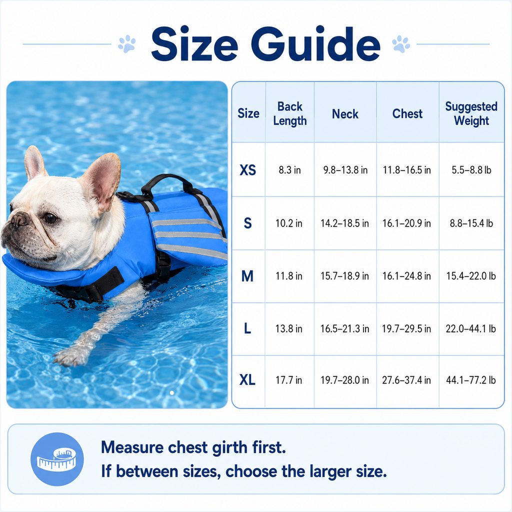 Malloren French Bulldog Pool & Beach Reflective Angel-Wing Dog Life Jacket - Chin Float Support for Flat-Faced Dogs