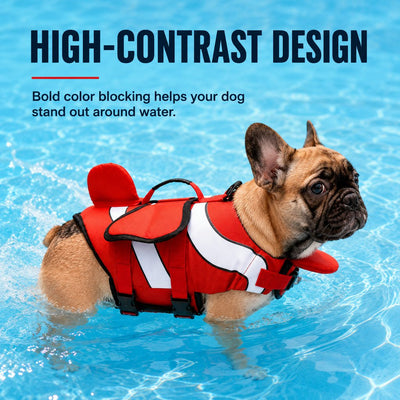 Malloren French Bulldog Life Jacket for Pool, Beach & Boating - Adjustable Flotation Vest with Chin Support & Grab Handle