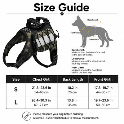 Malloren Frenchie Tactical Dog Vest Backpack for Daily Walks - Reflective Small Dog Harness with Water Bottle Holder & Side Pockets