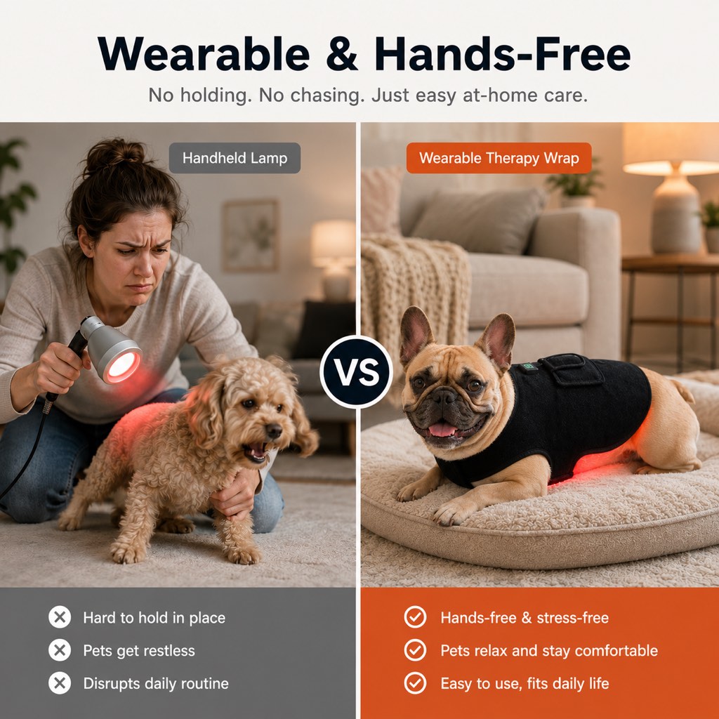 Malloren FrenchieGlow Red Light Comfort Vest for French Bulldogs - USB-Powered or Built-In Battery At-Home Back, Belly & Hip Comfort After Walks, Stairs & Playtime