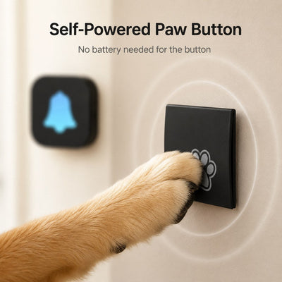 Malloren Wireless Dog Doorbell for Potty Training - Self-Powered Paw Button & Plug-In Chime to Help Dogs Ask to Go Outside