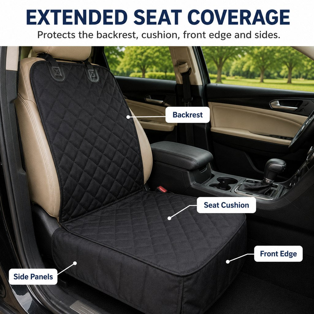 Malloren Front Seat Pet Car Seat Cover with Seat Belt Tether - Passenger Seat Protector