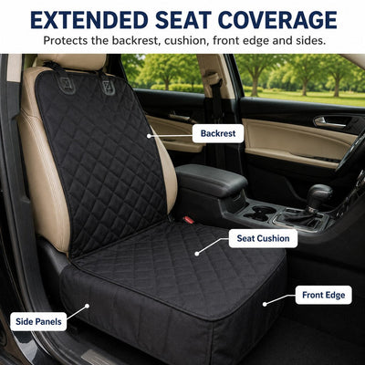Malloren Front Seat Pet Car Seat Cover with Seat Belt Tether - Passenger Seat Protector