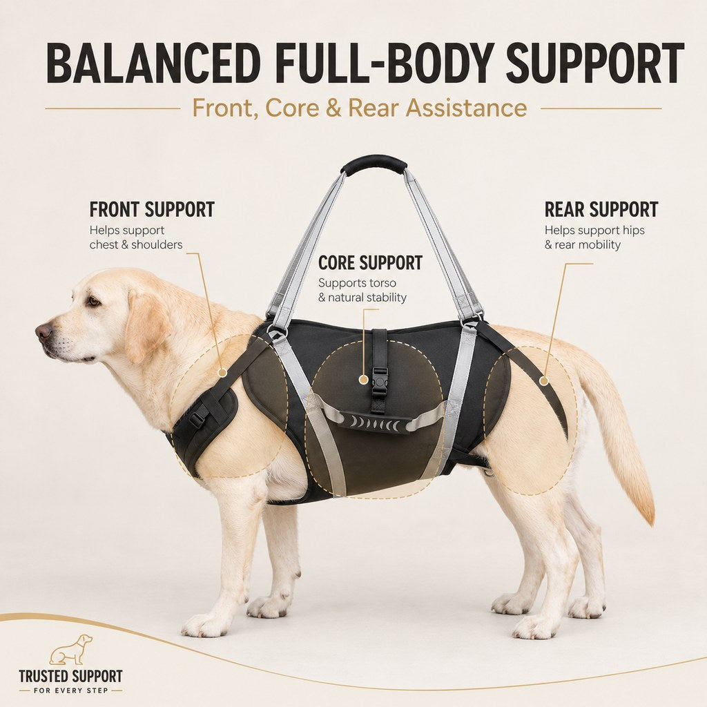 Malloren Full-Body Dog Lift Support Harness for Large Senior Dogs - Easier Stairs, Standing & Car Entry