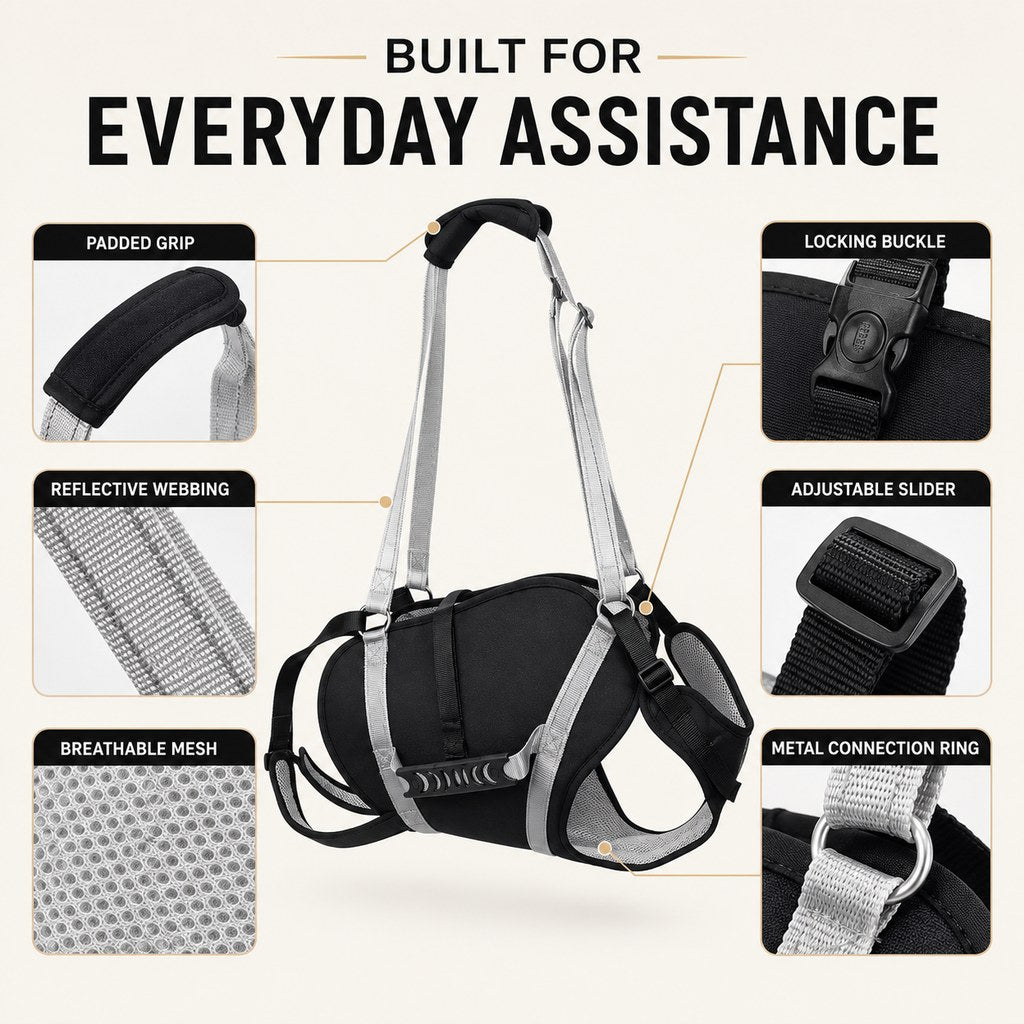 Malloren Full-Body Dog Lift Support Harness for Large Senior Dogs - Easier Stairs, Standing & Car Entry
