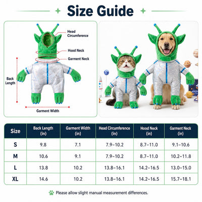 Malloren Green Alien Pet Costume for Dogs & Cats - Funny Halloween Transformation Outfit for Pet Parties, Photoshoots & Costume Events