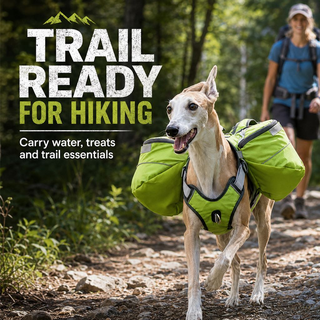 Malloren Dog Saddlebag Backpack Harness for Hiking & Camping - Hands-Free Storage for Water, Treats & Trail Essentials