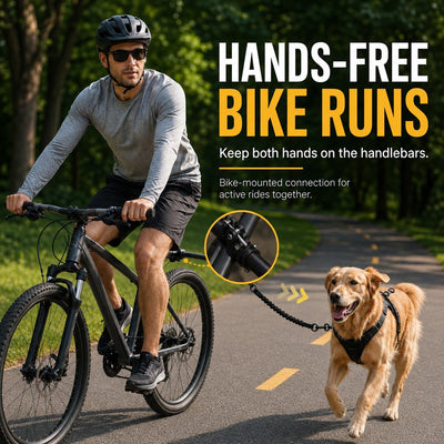 Malloren Hands-Free Dog Bike Leash with Shock-Absorbing Bungee – Bike-Mounted Side Arm for Controlled Side-by-Side Runs
