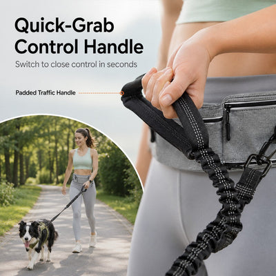 Malloren Hands-Free Dog Running Leash Waist Belt – Shock Absorbing & Reflective, Perfect for Jogging, Hiking & Outdoor Walks with Your Dog