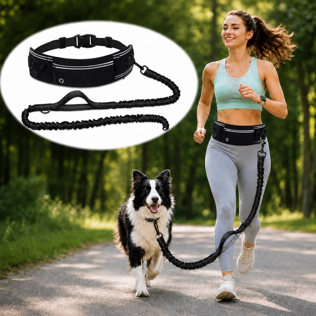 Malloren Hands-Free Dog Running Leash Waist Belt – Shock Absorbing & Reflective, Perfect for Jogging, Hiking & Outdoor Walks with Your Dog