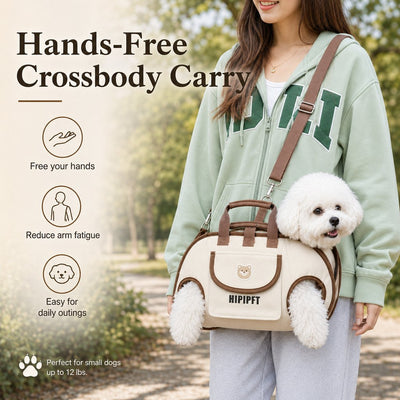 Malloren Hands-Free Small Dog Carrier Bag – Supportive Legs-Out Crossbody Carrier for Walks, Errands & Vet Visits