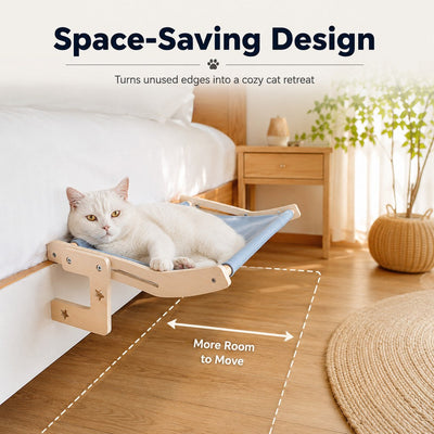 Malloren Bedside Hanging Cat Hammock Bed - Space-Saving Elevated Cat Lounge for Beds, Sofas & Windows