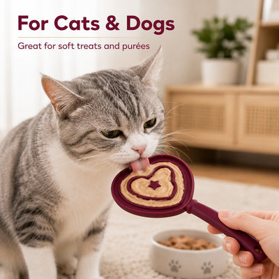 Malloren Heart Pet Licking Wand for Cats & Dogs - Handheld Soft Treat Feeder for Yogurt, Wet Food & Pumpkin Puree