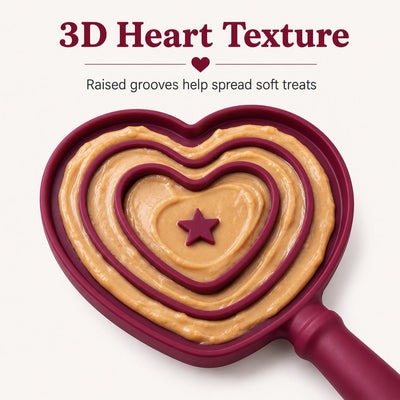 Malloren Heart Pet Licking Wand for Cats & Dogs - Handheld Soft Treat Feeder for Yogurt, Wet Food & Pumpkin Puree