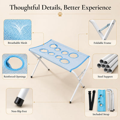 Malloren Pet grooming rack suitable for cats and small to medium-sized dogs - foldable eight-opening design for convenient home grooming.