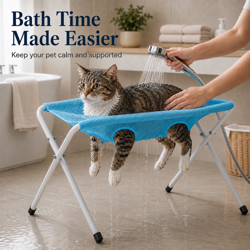 Malloren Pet grooming rack suitable for cats and small to medium-sized dogs - foldable eight-opening design for convenient home grooming.