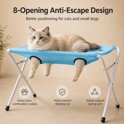 Malloren Pet grooming rack suitable for cats and small to medium-sized dogs - foldable eight-opening design for convenient home grooming.