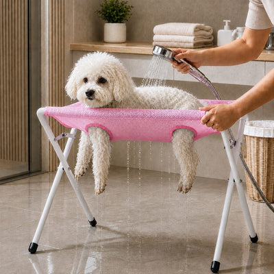 Malloren Pet grooming rack suitable for cats and small to medium-sized dogs - foldable eight-opening design for convenient home grooming.