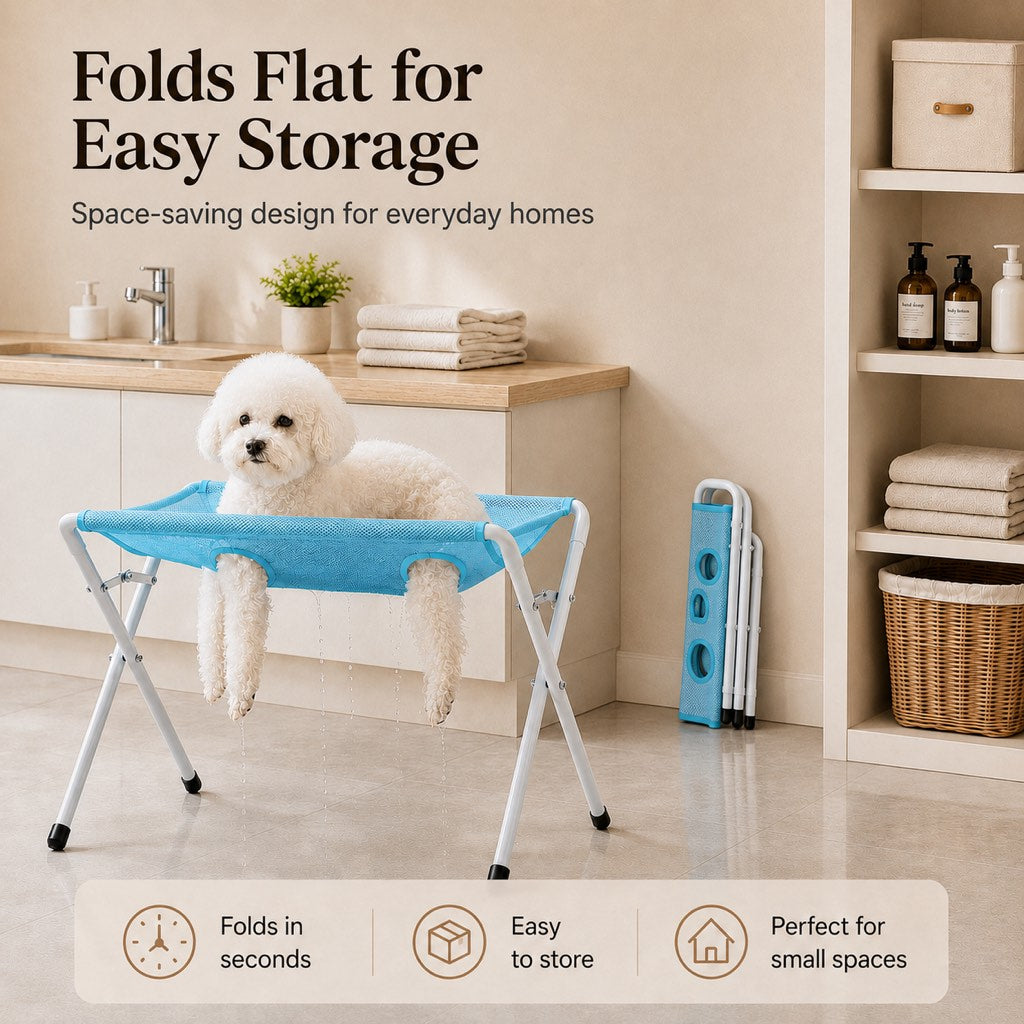 Malloren Pet grooming rack suitable for cats and small to medium-sized dogs - foldable eight-opening design for convenient home grooming.