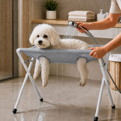 Malloren Pet grooming rack suitable for cats and small to medium-sized dogs - foldable eight-opening design for convenient home grooming.