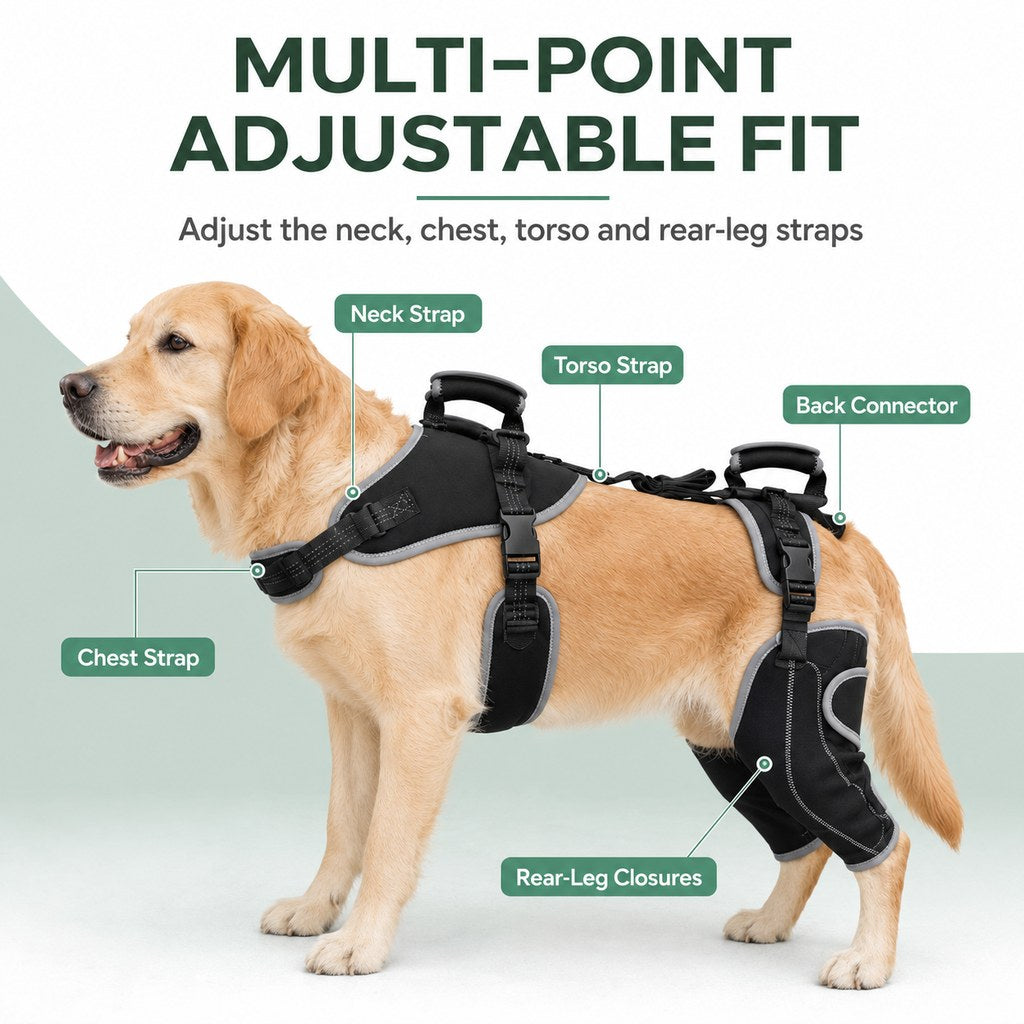 Malloren Full-Body Dog Lift Harness with Dual Rear-Leg Support - Easier Standing, Stairs & Car Entry