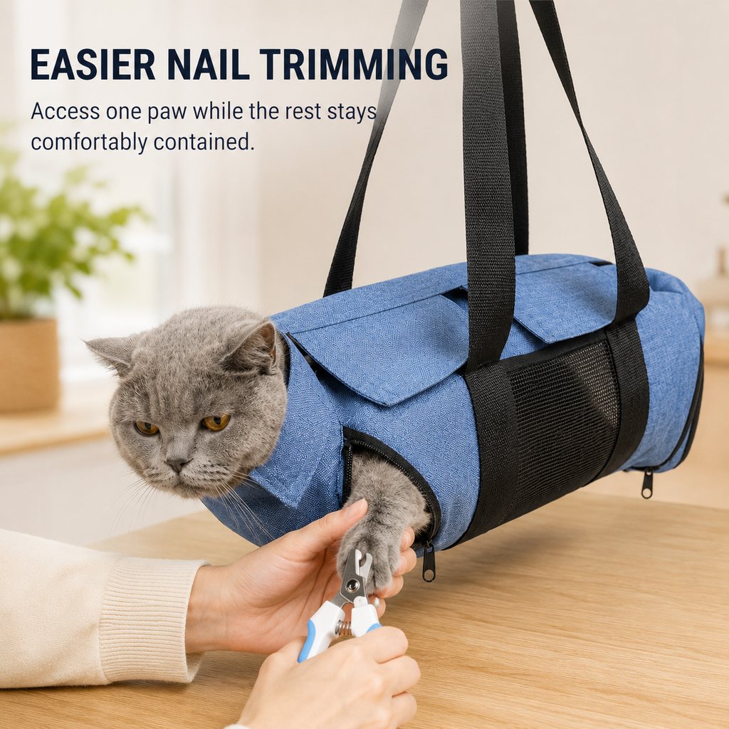 Malloren Cat Grooming Restraint Bag for Nail Trimming & Ear Cleaning – Easier Control for Wiggly Cats