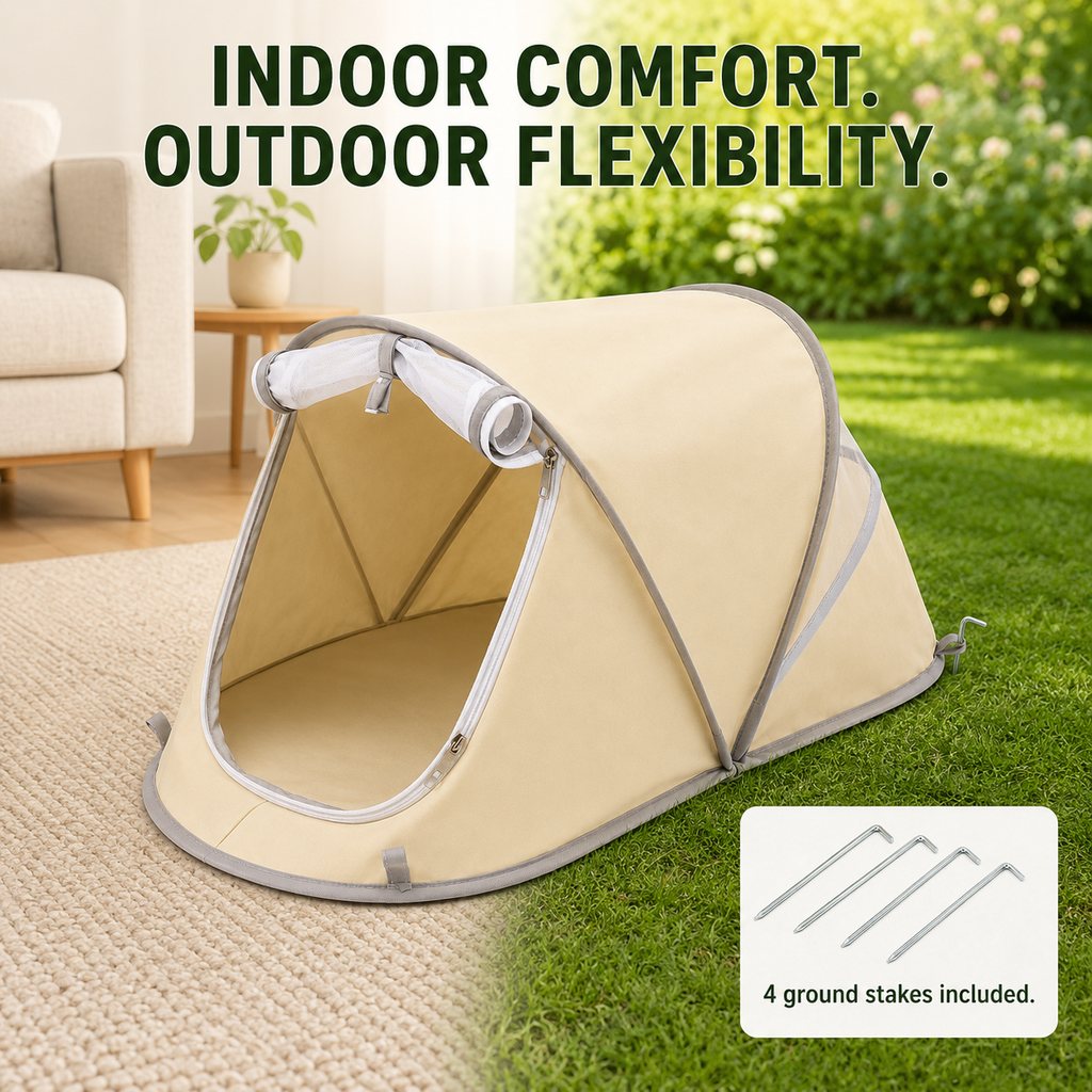 Malloren Portable Foldable Pet Tent for Cats & Small Dogs - Cozy Private Resting Space for Home, Patio & Camping