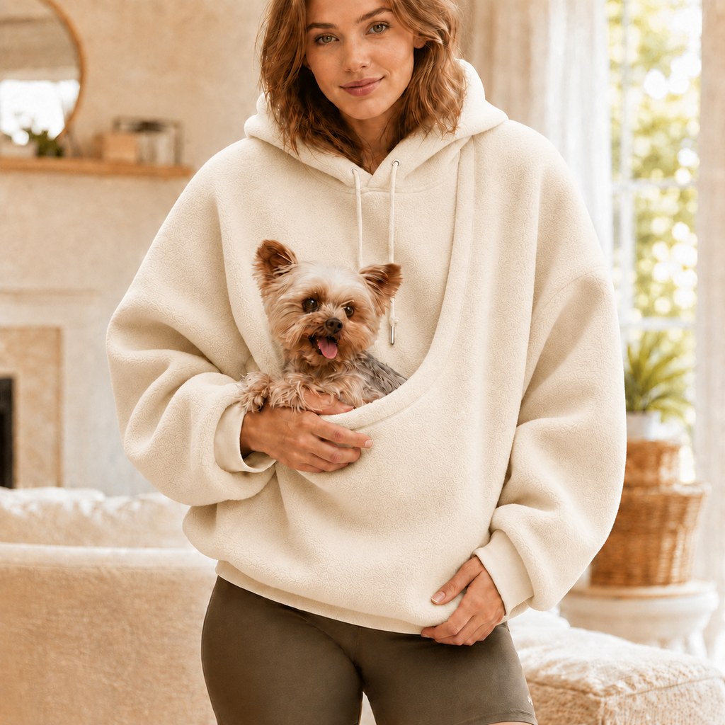 Malloren Cozy Pet Pouch Sherpa Hoodie for Small Dogs & Cats – Keep Them Close at Home & on Casual Outings