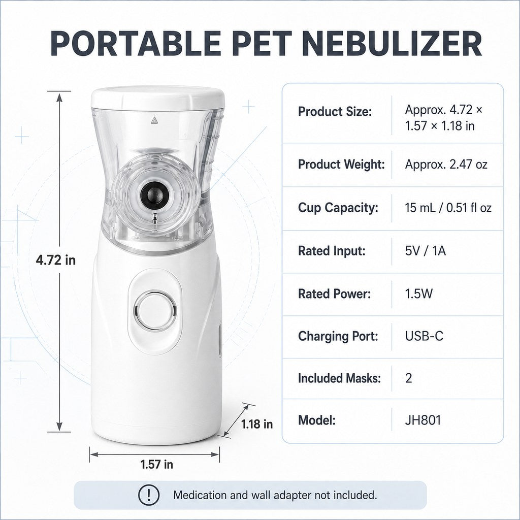 Malloren Portable Pet Mist Care Kit for Dogs & Cats - Rechargeable Handheld Device with Two Masks